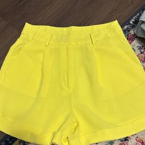 Glam Bright Yellow High Waist Shorts